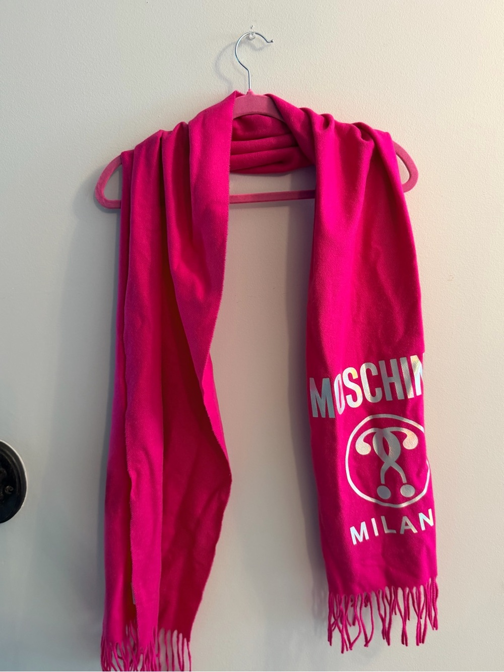 Moschino Women's Pink Logo Scarf Authentic